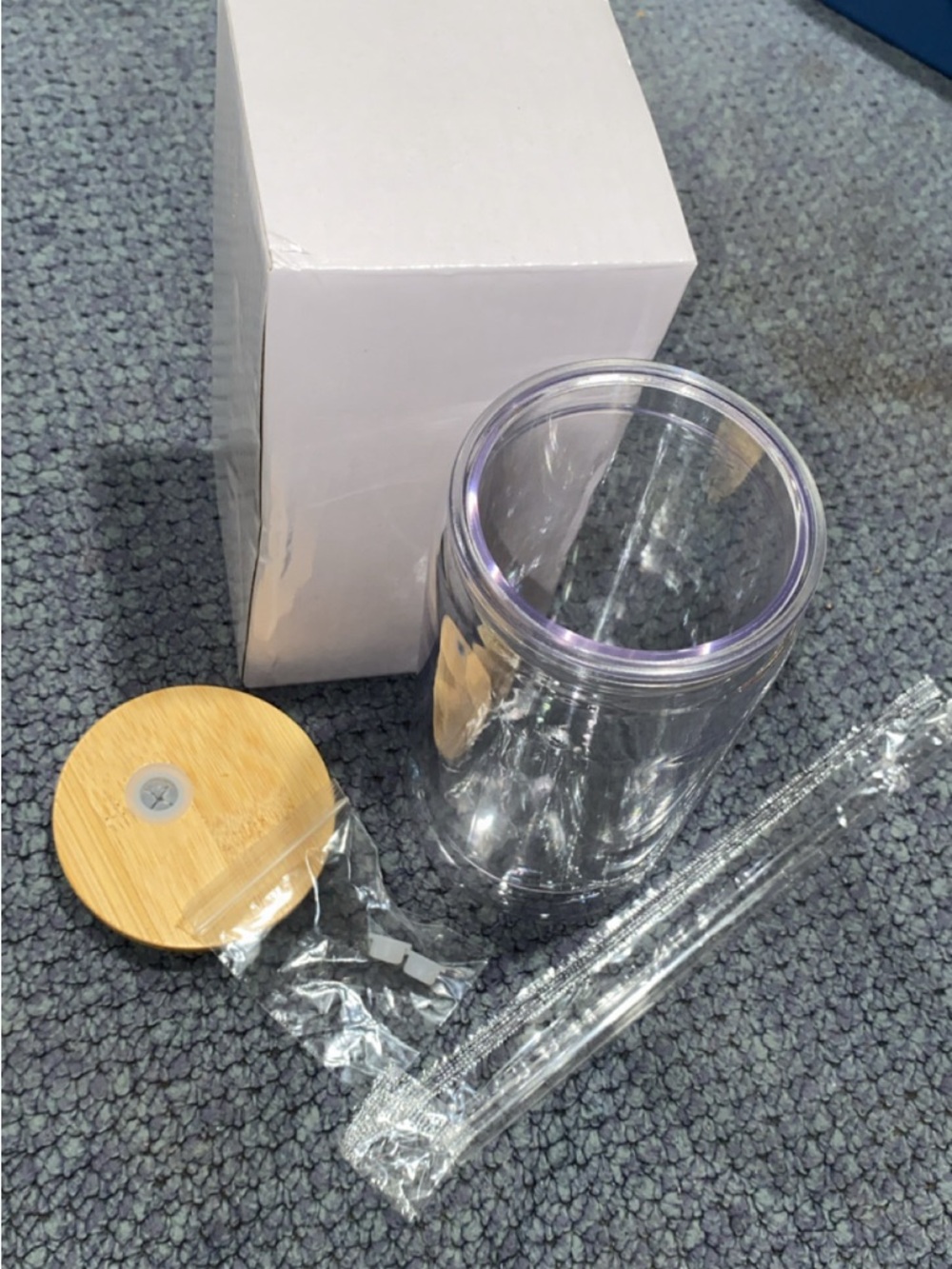 Clear Acrylic Tumbler with Bamboo Lid and Straw - Clear